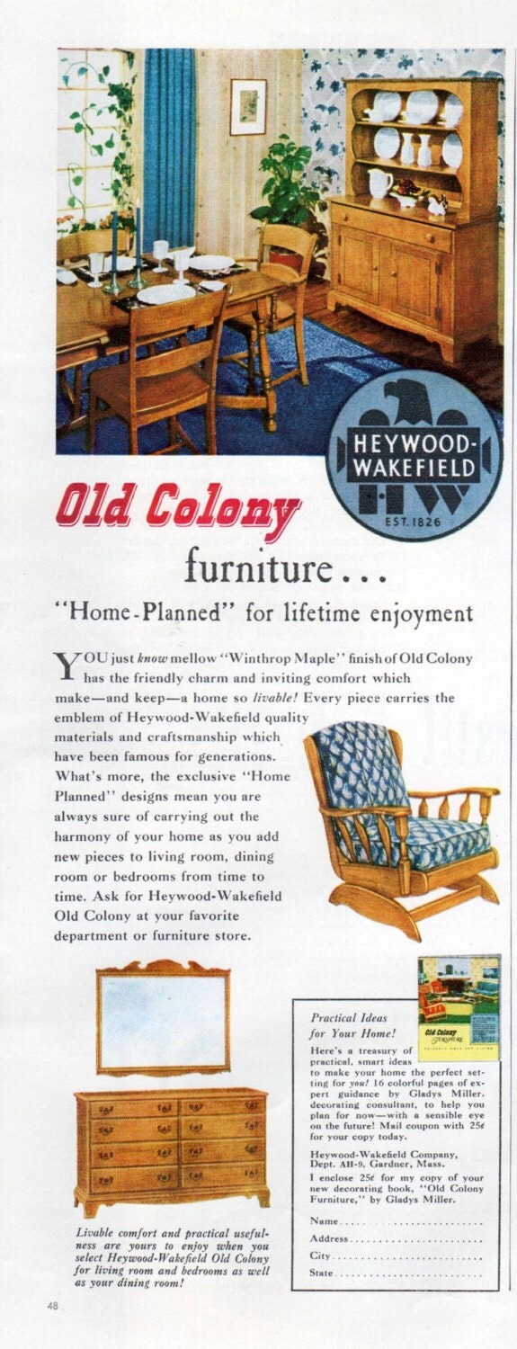 Heywood Wakefield Old Colony Furniture Ad by SkippiDiddlePaper