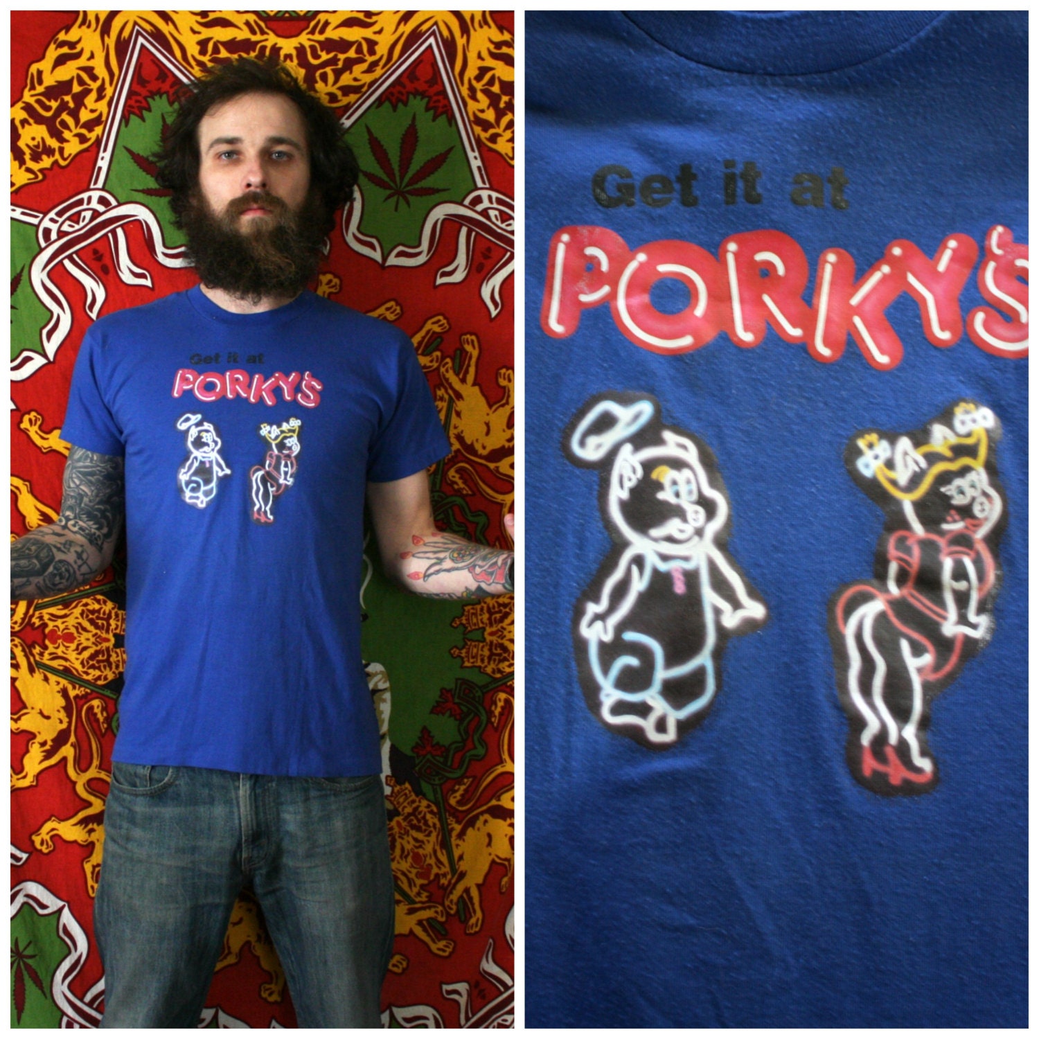 Vintage Porky's T Shirt. Original 80s Iron On Porky's