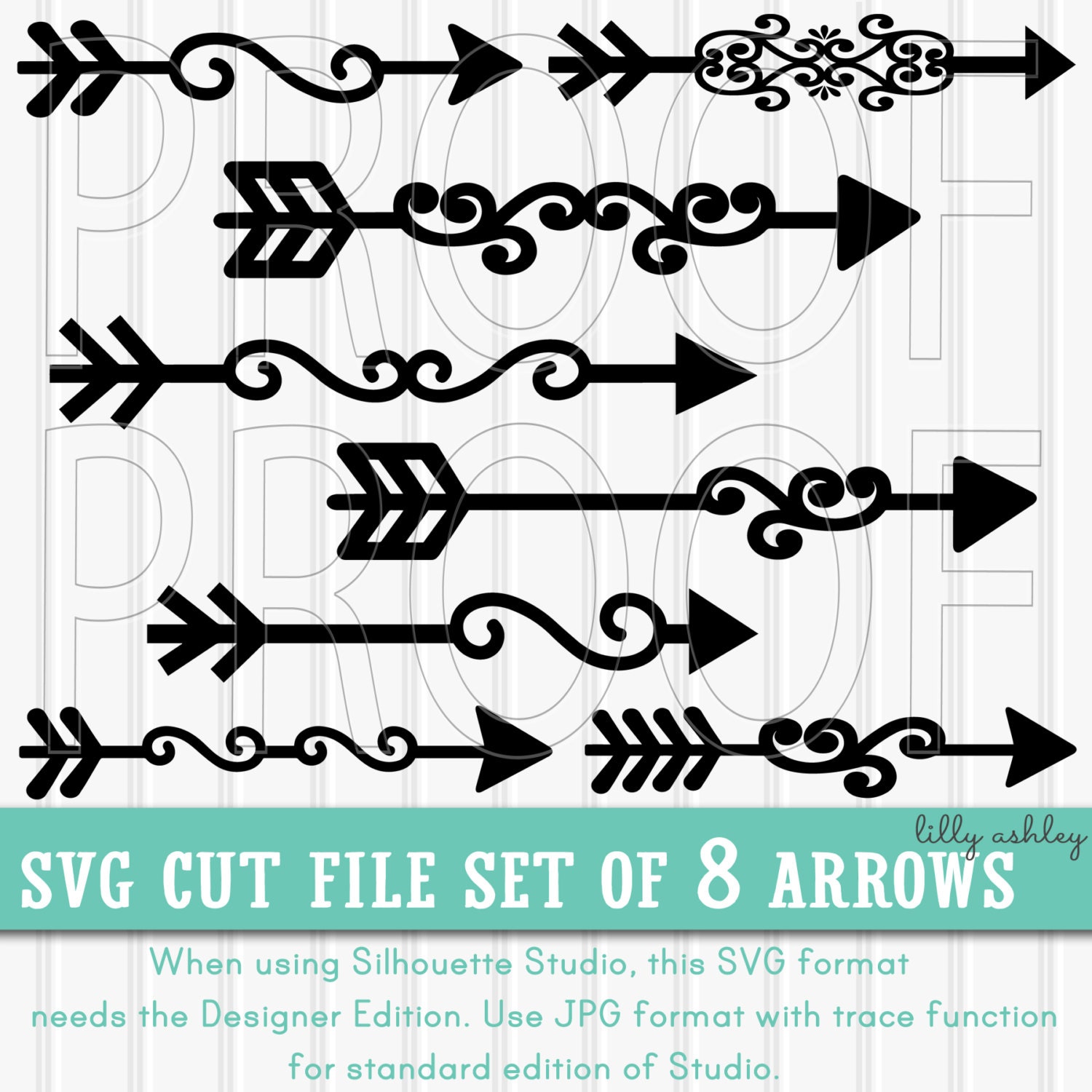 Arrow SVG Cut File Set of 8-Commercial use ok Includes PNG