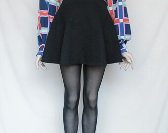 90s Vintage Blue Artsy Striped Blouse for Women