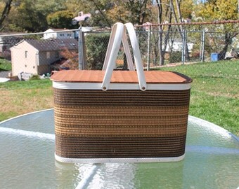 W. C. Redmon Wicker Picnic Basket with Metal Handle