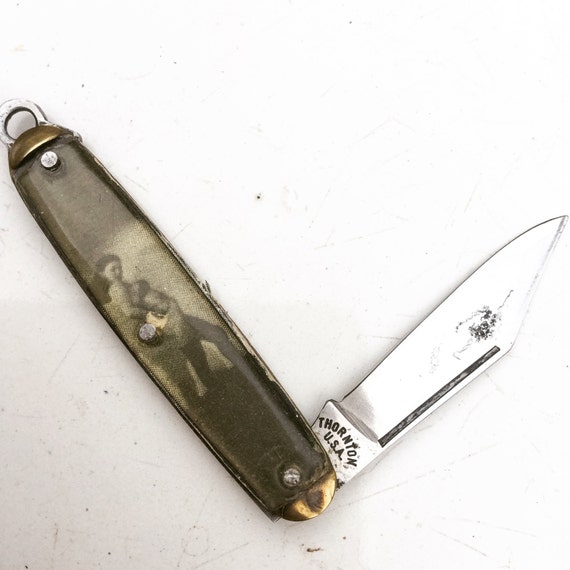 Vintage Pin Up Girl knife fob risque play by AntiqueJewelrySupply