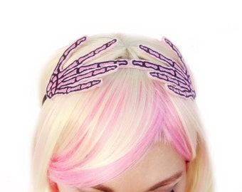 Pastel Goth Headband, Skeleton Hand, Pastel Goth, Pastel Grunge, Pastel Goth Accessories, Gothic Hair Accessories, Goth Headband