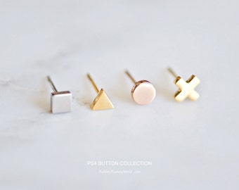 Geometric Stud Earring Set, Minimalist Earrings, Rose Gold, Gift For Her, Tiny, Minimal, Surgical Steel, Titanium Earrings, PS4