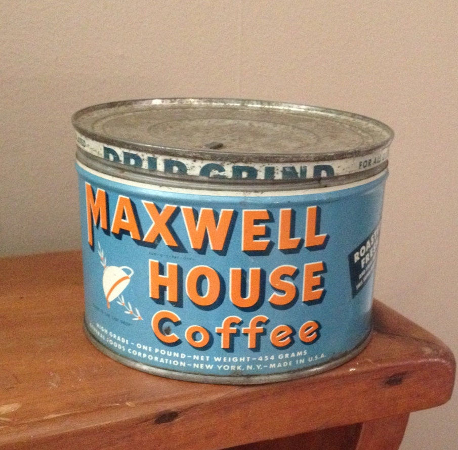 Vintage 1940's Maxwell House Coffee Can VitaFresh 1 lb