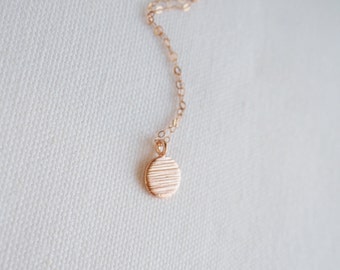 Rose Gold Necklace With Textured Disc, Rose Gold Everyday Necklace