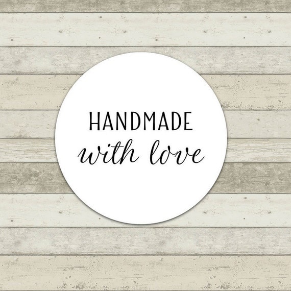 50 count handmade with love label shop sticker thank