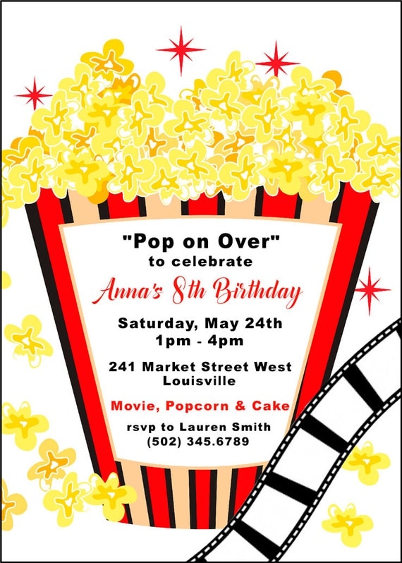Popcorn Birthday Party Invitations 2