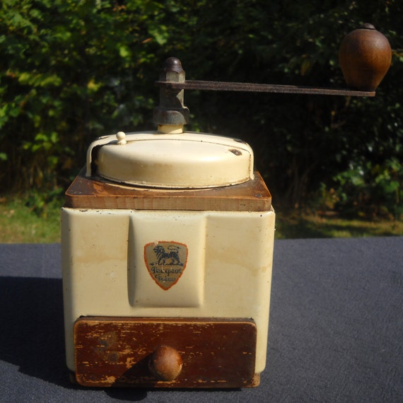 Coffee Grinder Vintage French Enamel Working Parts