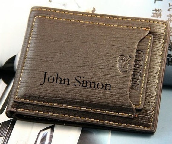 Men Wallets Personalized Mens Wallet Engraved Leather by SFdizayn