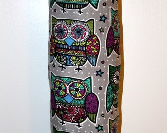 Grocery Bag Holder, Plastic Bag Holder/Dispenser / Colorful Zentangle Owls