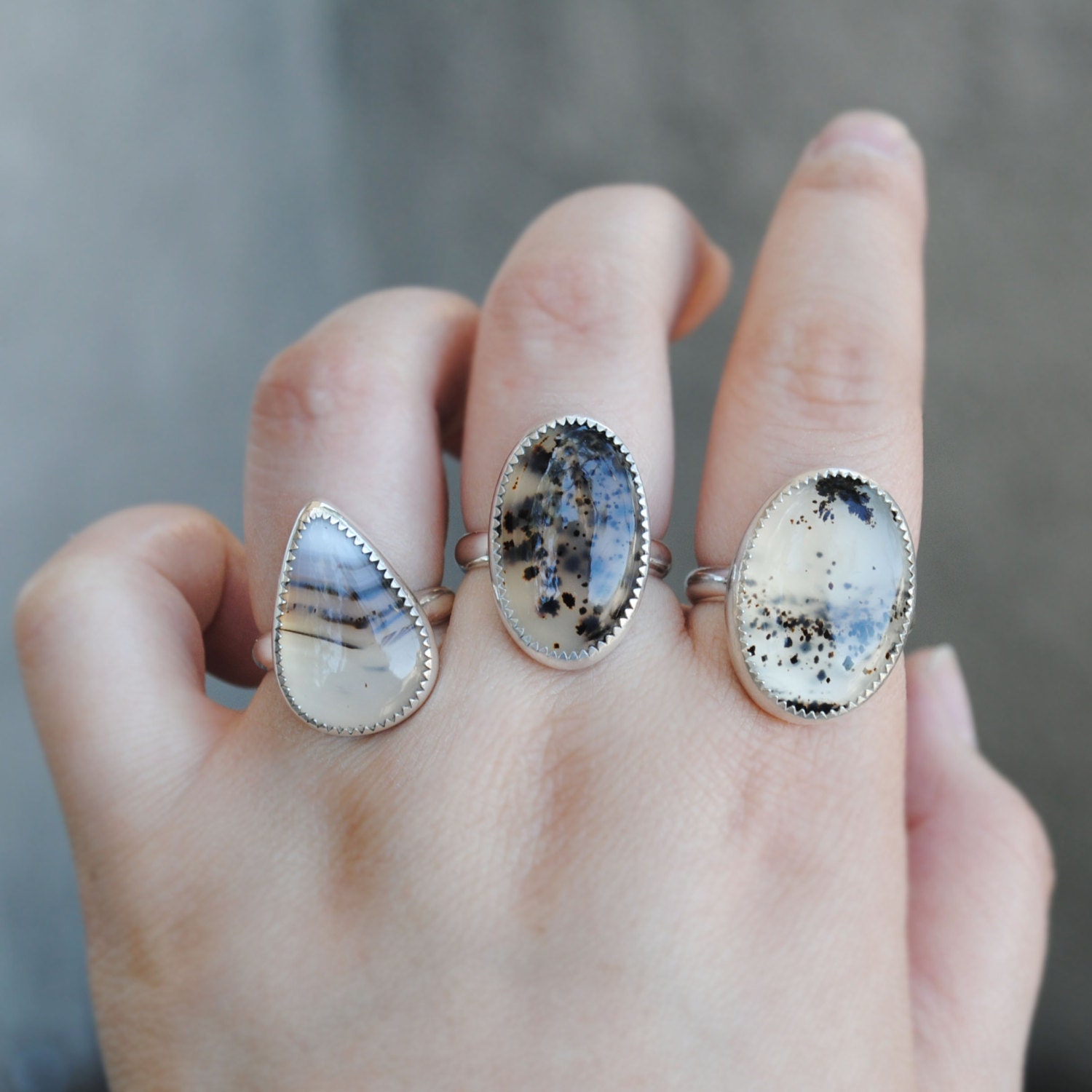 Sterling Silver Montana Agate Ring Montana Agate Jewelry