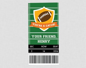 Football Valentine Cards, Boy Personalized Valentine's Day Cards for Kids, Sports Valentine School Card, Classroom Valentines Printable PDF