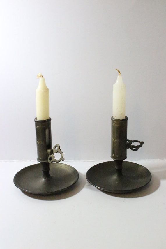 Vintage Brass Chamberstick Candle Holders by DeeSweetNostalgia