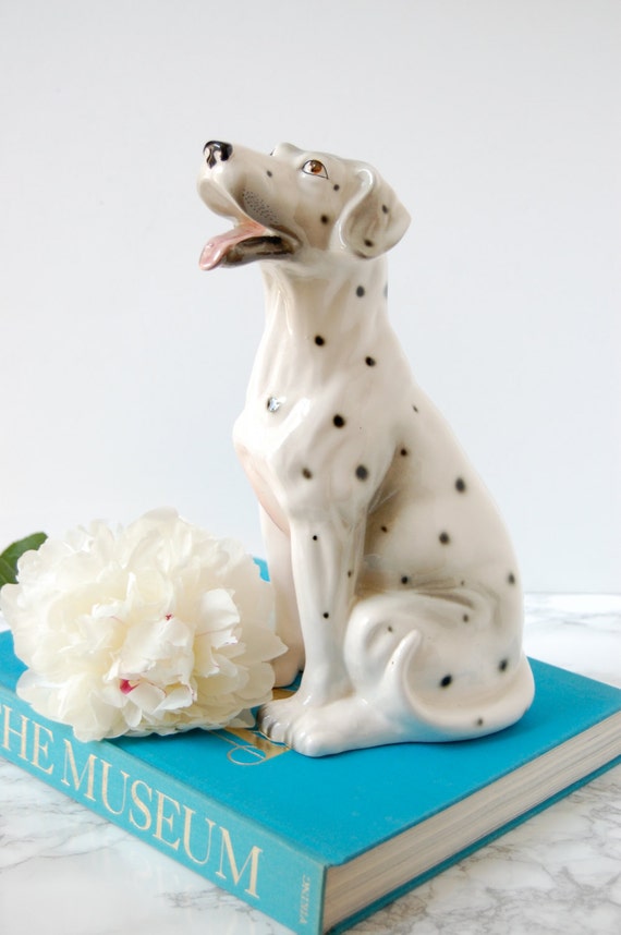 Vintage Porcelain Dalmatian Statue Large Porcelain Dog