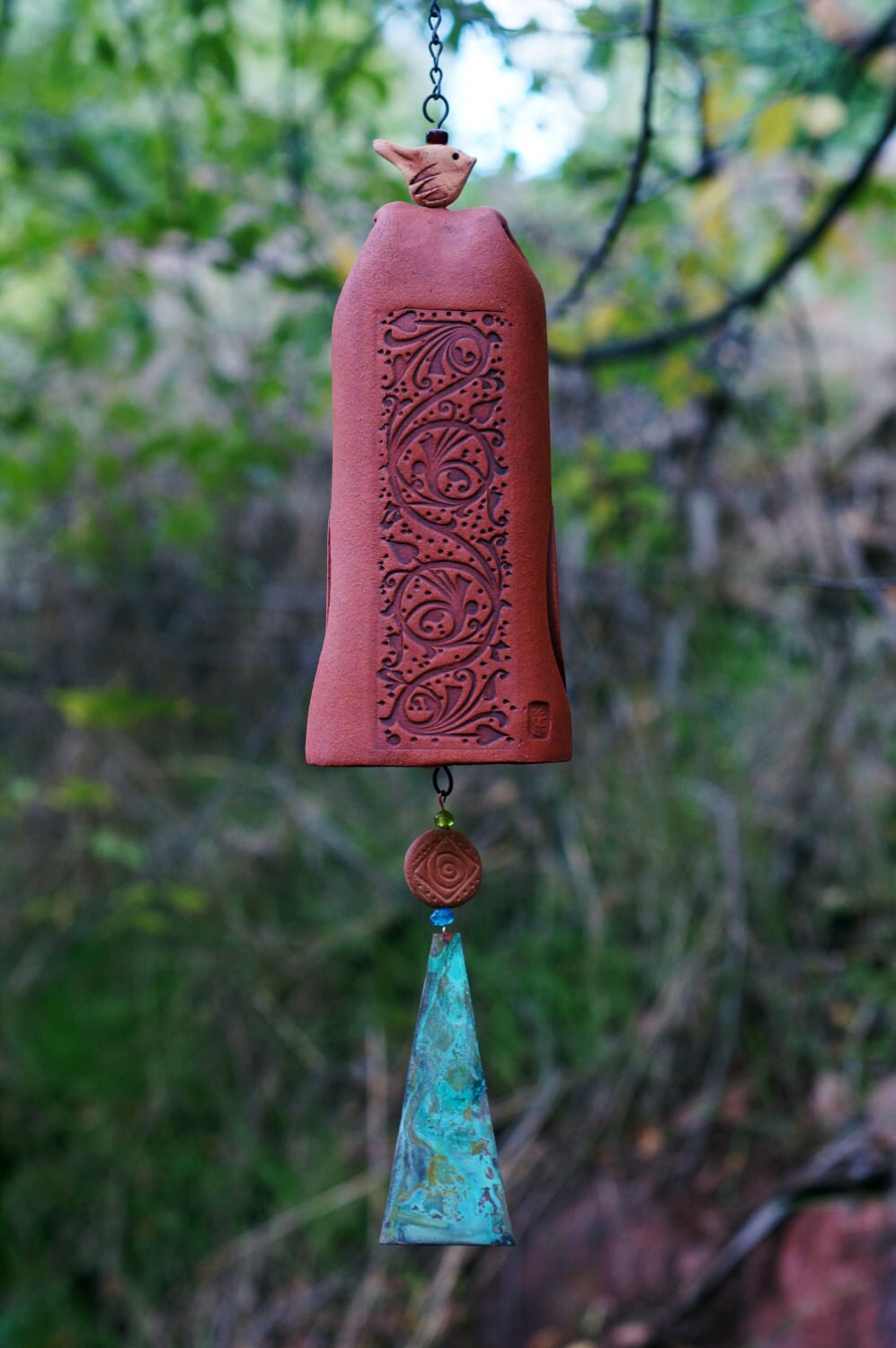 Similiar Unique Outdoor Wind Chimes Keywords Unique Wind Chime Garden Bell With Vine By Earthwindstoneware