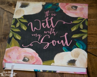 Hardcover Journal | It is Well With My Soul | Floral Notebook | Prayer Journal | Bound | 5.75 x 7.5" | Scripture Journal | Gifts under 30