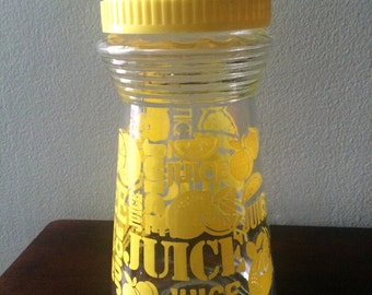 1970s Lemon Yellow Juice Jar Bottle Pitcher Carafe