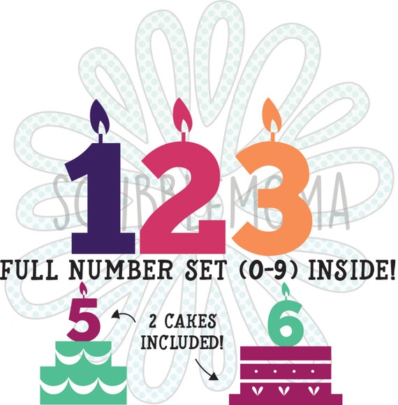 Download SVG PNG EPS Birthday Candle Number Set 0-9 by ScribbleMoma