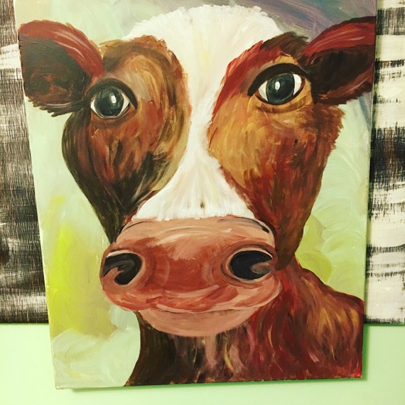 Acrylic Cow Painting Cow Canvas Art Farm Art Cow Decor Cow