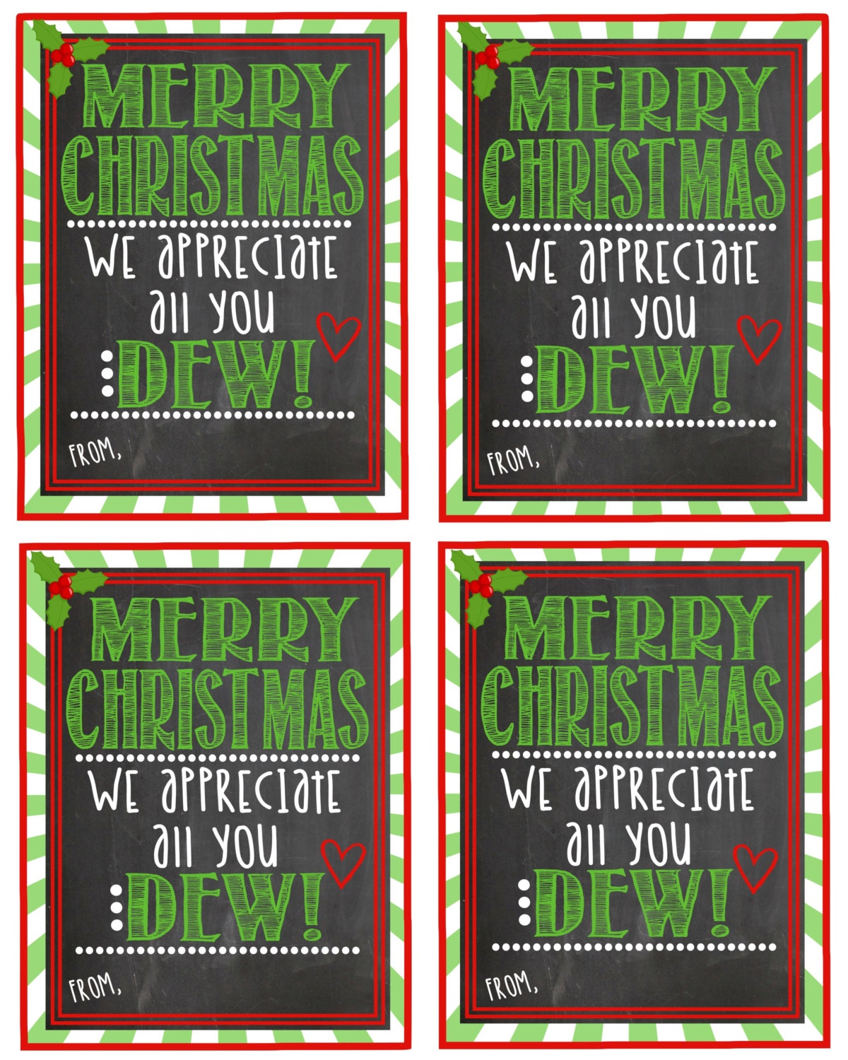 Merry Christmas Thanks For All You DEW Printable Mt Dew