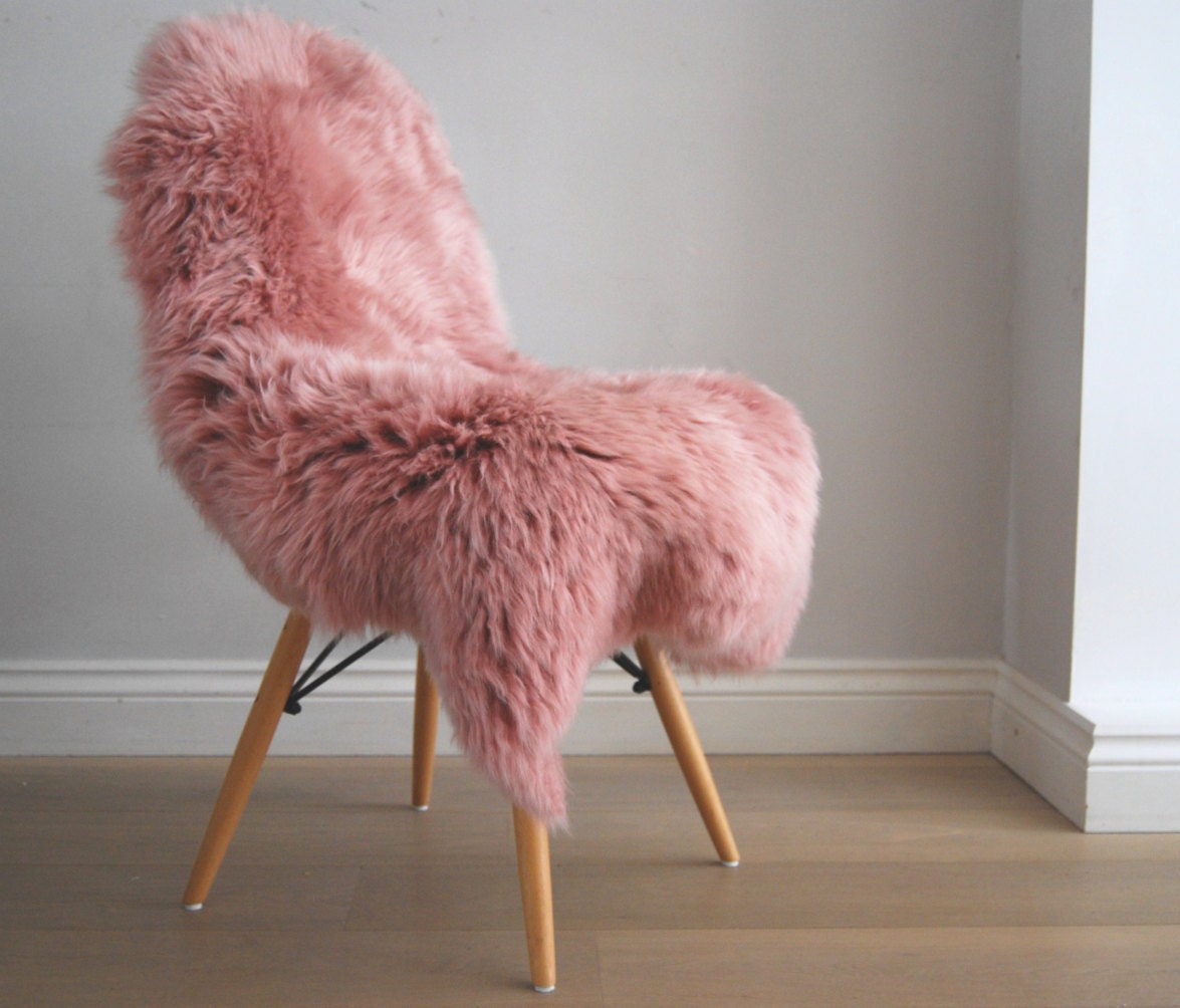 Dusky Pink Genuine Sheepskin Rug Throw Beautiful RARE Hygge
