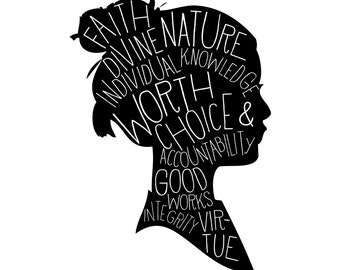 SALE! 2017 Young Women values printable download in black and white, LDS YW subway art, mormon prints, silhouette