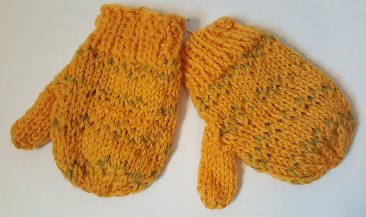 Yellow and Green Children Mittens