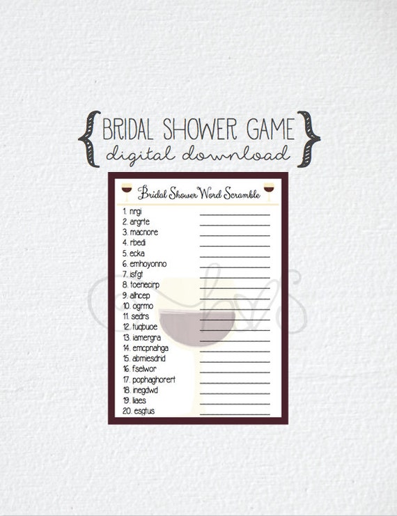 crush bridal words shower 8 theme Scramble Shower hartzstrings Game Bridal Wine Theme by Word