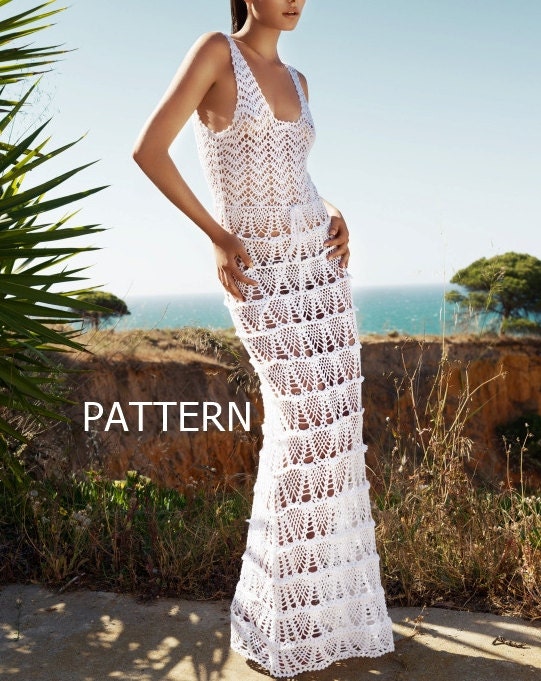  PATTERN  long sexy crochet dress  summer beach top skirt