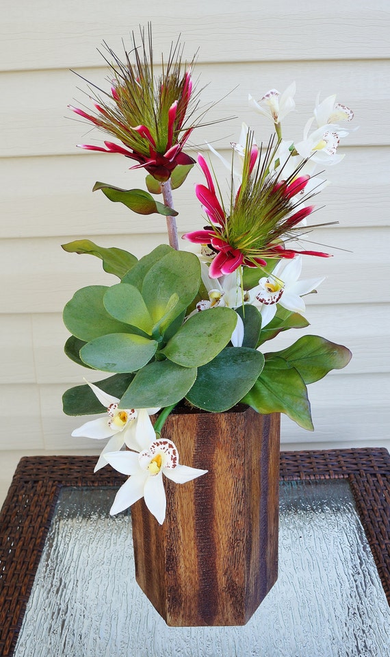 Reserved for Kari Silk Flower Arrangement Tropical Flower