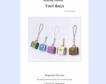 PDF Beading tutorial, beaded bag pattern, bag charm, key chain, pendant necklace, bead weaving tutorial, instructions, present, ept203-2