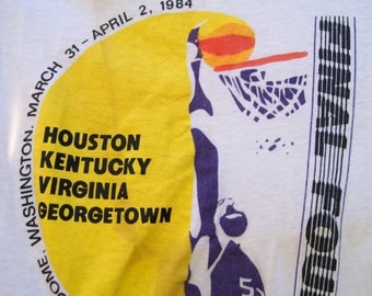Vintage 80's Basketball T-Shirt Seattle Kingdome Final Four Houston Kentucky Virginia Georgetown - 1984 NCAA Tourney - Hanes Cotton