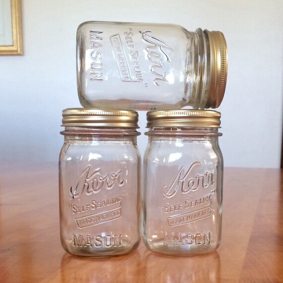 3 Kerr Self Sealing Trademark Reg Mason Jars Pint