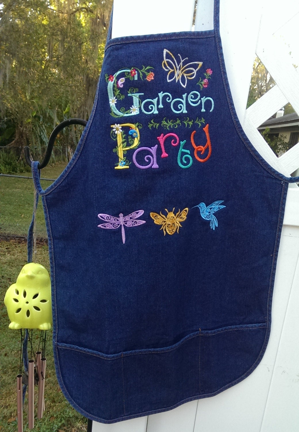Garden Party Bib Apron Full Aprons 3 Pocket Apron Denim