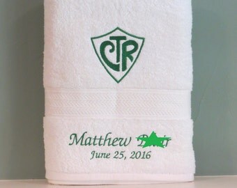 CTR Choose the Right Mormon baptism towel personalized LDS gift