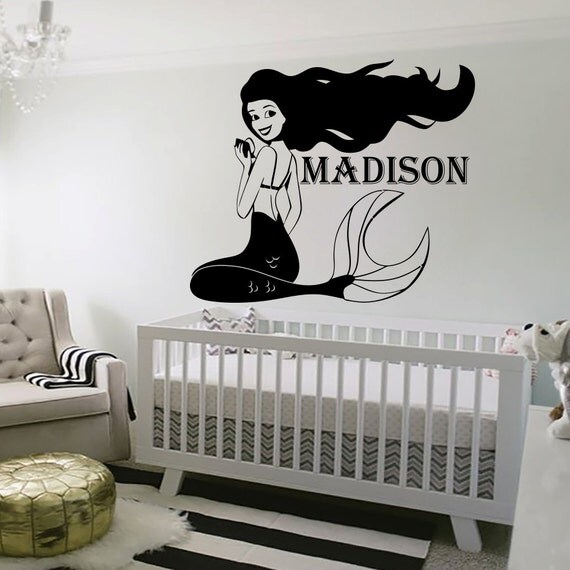 Name Wall Decals Vinyl Decal Mermaid Sticker Bathroom by CozyDecal