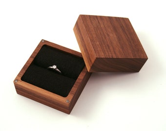 Walnut wood Ring box. Ascetic design ring box.