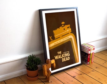 Walking Dead Poster - Minimalist Retro Style Wall Art - The RV - Zombies (Available In Many Sizes)