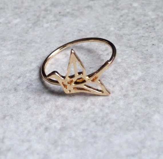 Origami Crane Ring Gold Crane Ring Crane Ring by Instyleglamour
