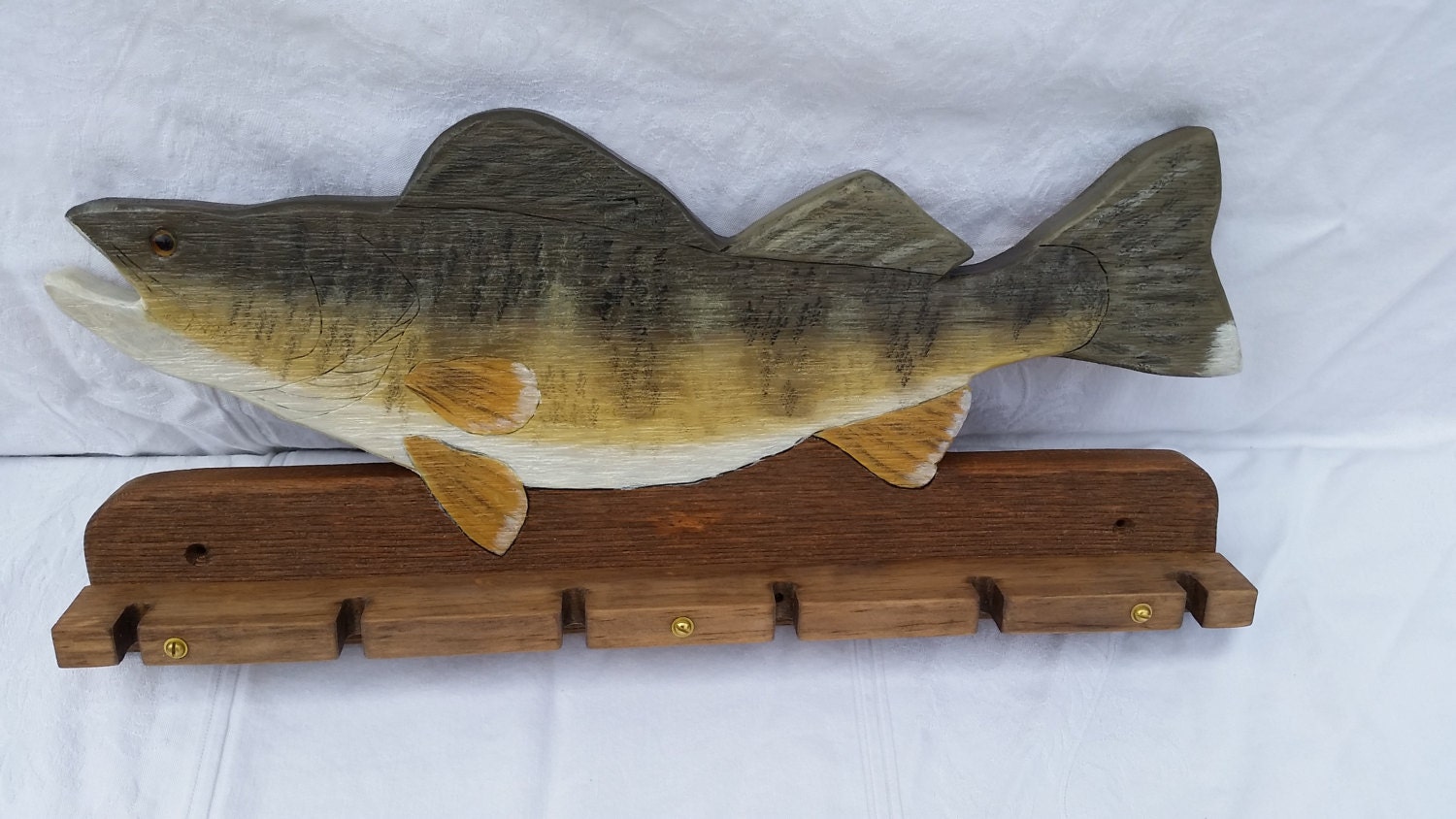 walleye fishing rod holder by WoodNDecoys on Etsy