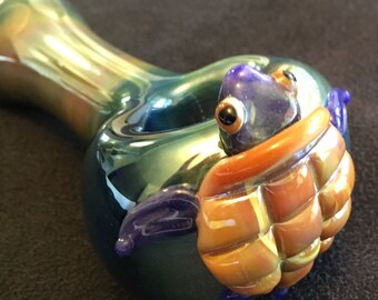 Sea Turtle Glass Pipe, purple, smoking bowl, cute pipe, girly pipe