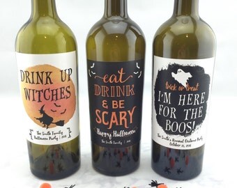 Halloween Wine Labels, Eat, Drink and Be Scary, Halloween Party Decorations, Halloween Party Ideas, Drink Up Witches, I'm Here for the Boos