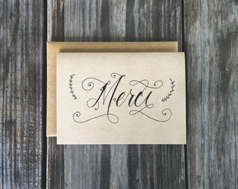 Merci Thank You Cards, French Thank You Cards, Wedding Thank You Cards