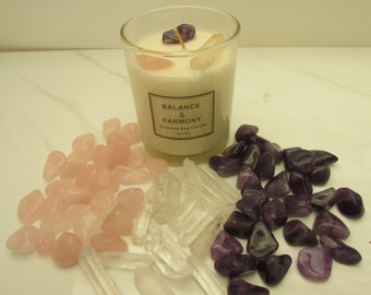SALE ~ Crystal Candle, REIKI-CHARGED Soy Candle - Lightly Scented Vanilla