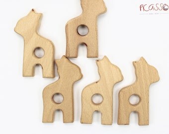 Toy teether GIRAFFE natural wood, untreated, baby gift, sensory toys, shower gift, baby toy, baby teething toy,baby teether,eco-friendly toy