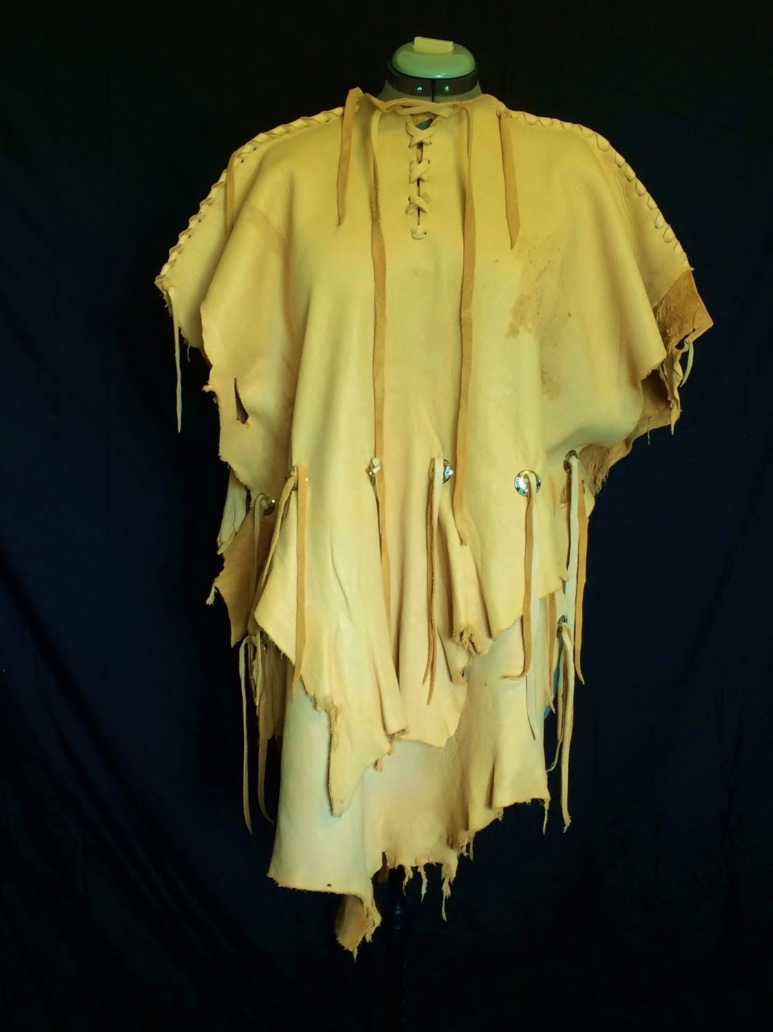 Buckskin Leather Poncho Primitive Style Native American