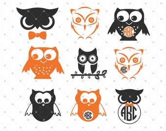 Owls SVG Cut Files, Owls Monogram Frame SVG Cut Files for Cricut, Silhouette and other Vinyl Cutting Machines, Vector Designs, svg cut files
