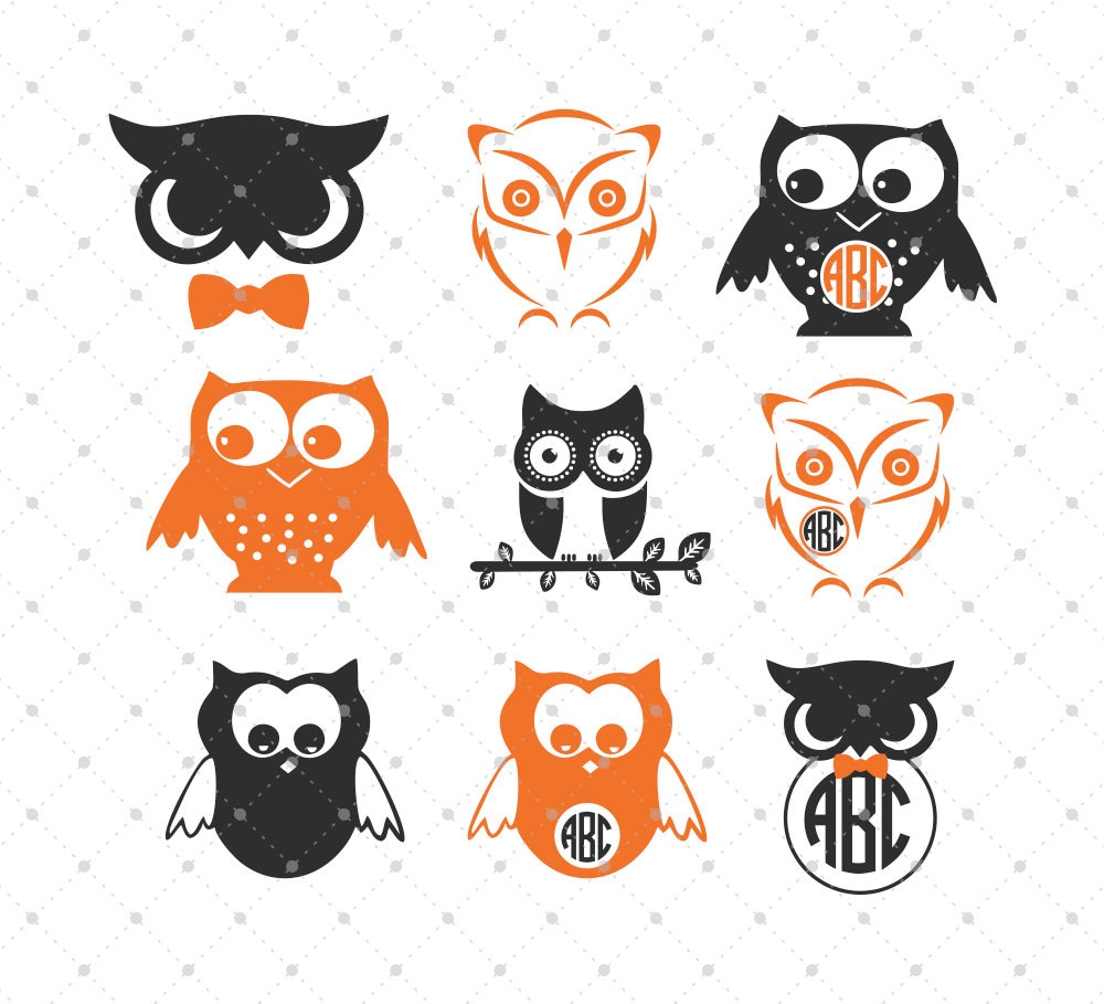 Download Owls SVG Cut Files Owls Monogram Frame SVG Cut Files for