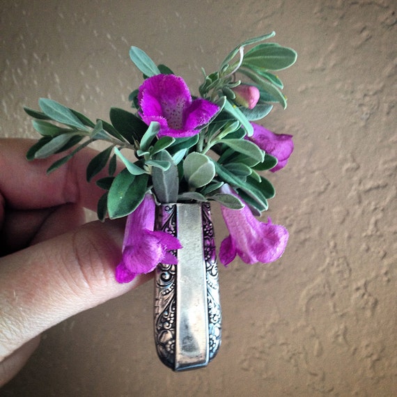 Flower Vase Boutonniere Lapel Pin Vintage Silverware